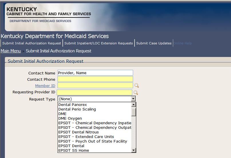 4.5 Drop-down Lists KYHealth Net Electronic PA makes completing form fields easy by including drop-down lists whenever possible.