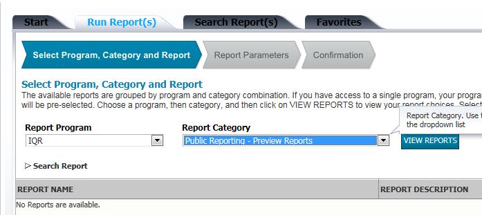 Select [Run Reports]. View Preview Report Select the [Search Reports] tab.