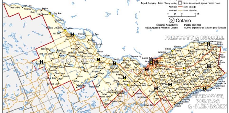 Exhibit 5: Champlain LHIN Geography and Location of Hospitals with Sub-Acute Beds 3.