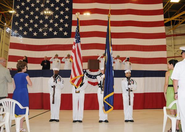 Following a Fleet Readiness Center Southeast Change Of Command on Naval Air Station Jacksonville, Fla., July 8, Capt.