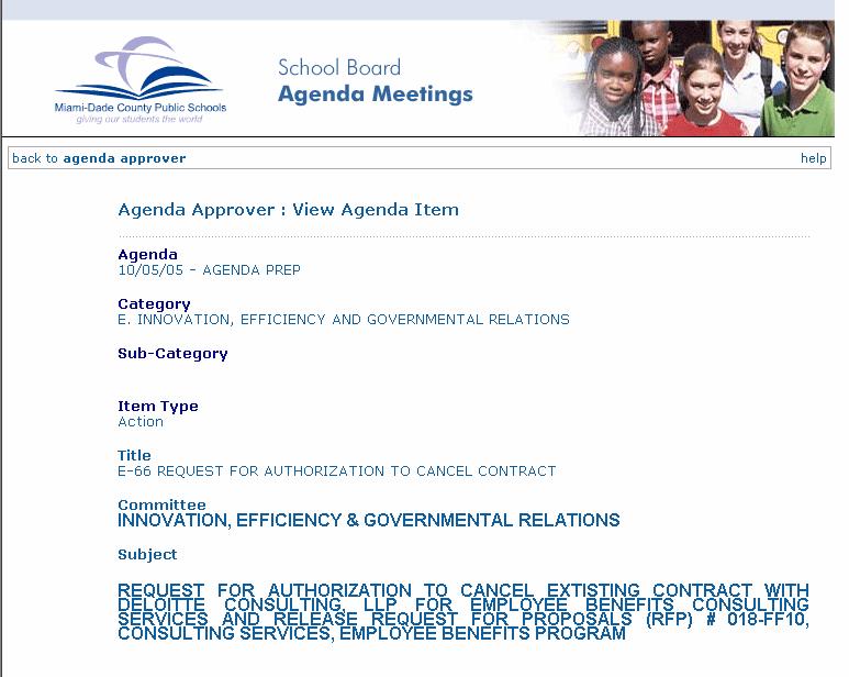 Agenda Item page is displayed.