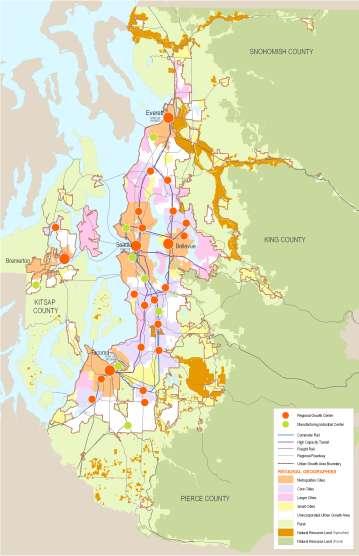VISION 2040 Growth Strategy WA State Growth Management Act Designated Urban Growth Area Compact communities & centers connected by fast, frequent public