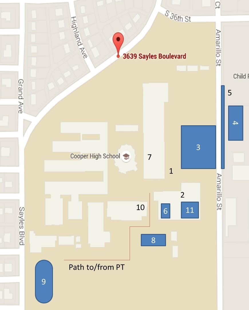 2nd Annual Cougar Nation Classic Drill Competition COMPETITION AREA MAP 1. Drop-off Point 2. Check-in Station/Locker Rooms 3. Drill Competition Area 4. Bus/spectator Parking 5.