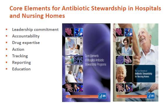 CDCs Outpatient Antibiotic Stewardship Core Elements Commitment Demonstrate dedication to and accountability for optimizing antibiotic prescribing and patient safety.