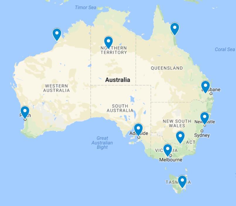 Locations for regional workshops Hobart: Nov 2017 Albury: Nov 2017 Geelong: 2018