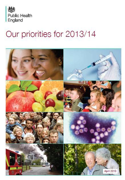 Improved PH Outcomes and PH Priorities for 2013/14 Outcomes Health improvement Health protection Healthcare public health and preventing premature mortality Improving the wider determinants of health