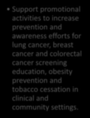 efforts for lung cancer, breast cancer and colorectal cancer screening