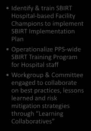 SUBSTANCE ABUSE PREVENTION AND IDENTIFICATION INITIATIVES (4AII): SBIRT Approach Identify & train SBIRT Hospital-based Facility Champions to implement SBIRT