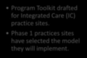 Engage practices sites in a phased approach which includes: current state assessment, model selection, implementation and monitoring.