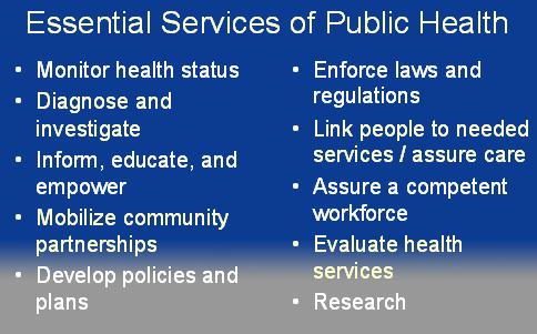 US Public Health Functions 3 core
