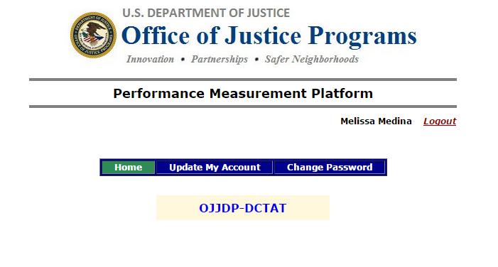 Log-in Instructions Once you have logged in, click on OJJDP-DCTAT to take you to the