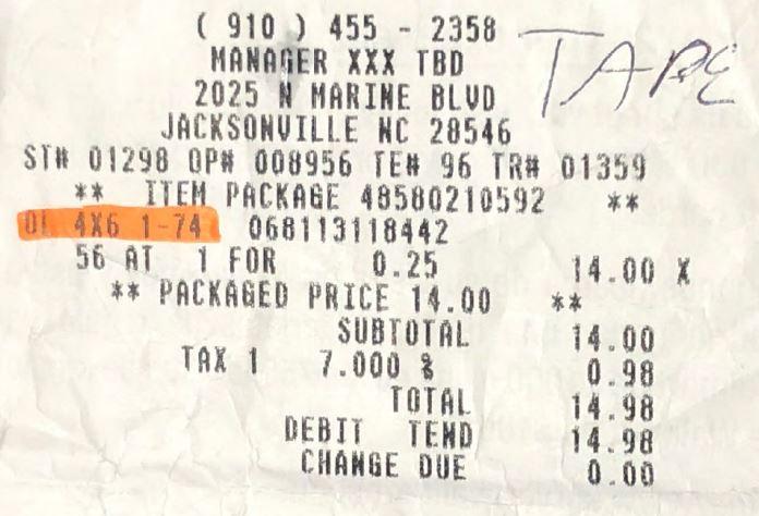 RECEIPTS-CONSUMABLES EXAMPLES items must be labeled