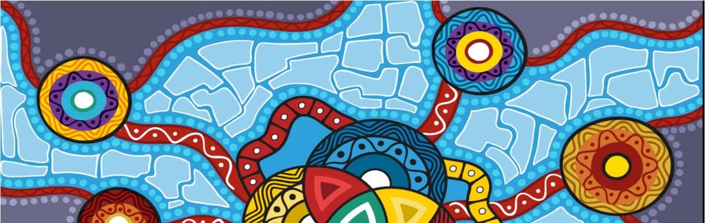 This artwork represents the South Australian Aboriginal Chronic Disease Consortium and the interdependence of prevention, care and after care to achieving the best health outcomes for Aboriginal and