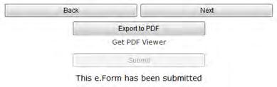 Exporting to PDF Project Applicants can obtain a hard copy of the Project Application using the "Export to PDF" button located at the bottom of the Submission Summary screen under the navigation