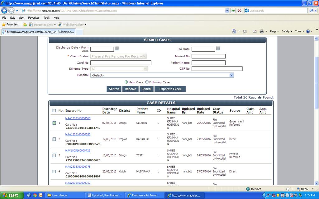 Go to Cases tab and click on claim status.