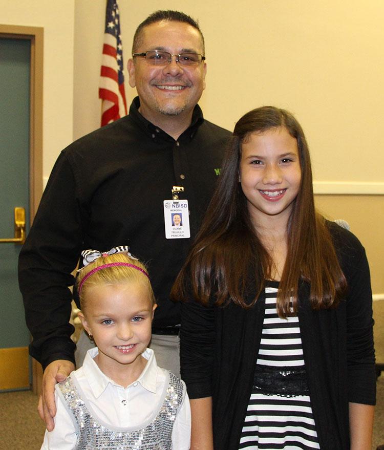 Pledge Leaders Michelle Gonzales, a 5 th grader, and Sloan Wood, a 1 st