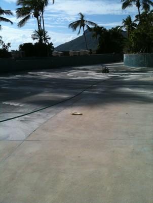 e). Architectural finishes required on concrete at Griffiths Universities throughout SE Queensland. f). Abrasive blast a profile to create a none slip surface on tiles at Royal Pines Resort.