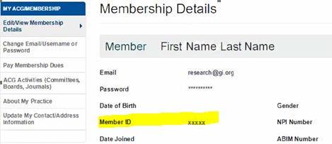 4. ENTER MEMBER ID into the online application. Q: I am interested in becoming a member, what are the deadlines for ACG membership applications?