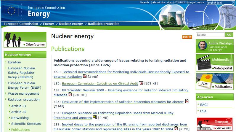 EC Guidelines (1) DG TREN Radiation Protection web-page http://ec.europa.