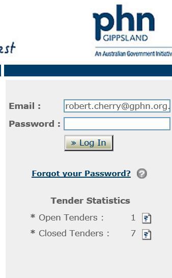 Using the ID and Password registered with Tenderlink, log in to