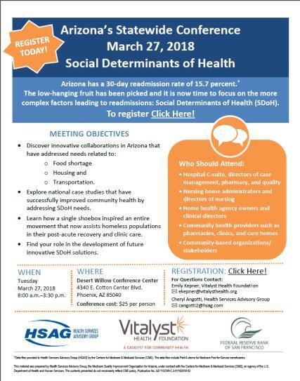 Social Determinants of Health Conference Tuesday