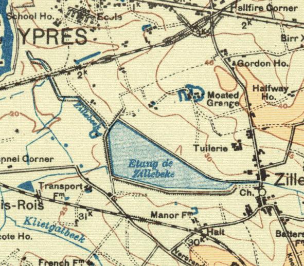 Figure 3: the war diary does not tell us exactly where at Zillebeke lake the battalion bivouacked for Robert's last night.