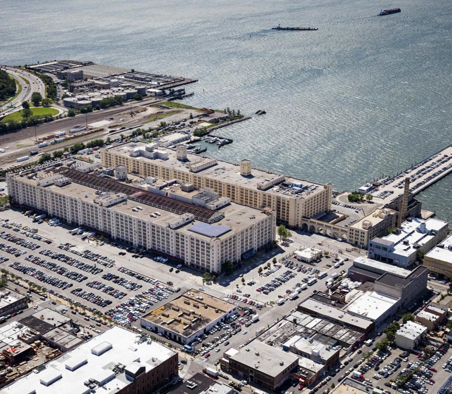 Brooklyn Army Terminal 4M sf historic industrial campus 3,500 employees, 100+ tenants from diverse industries including manufacturing, distribution companies,