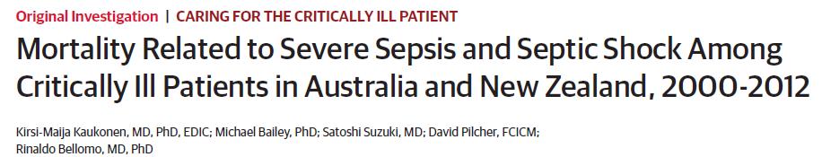 ICU sepsis: no bullets but better outcomes 100,000 patients, 170 ICUs JAMA 2014 The observation that an equivalent improvement occurred in