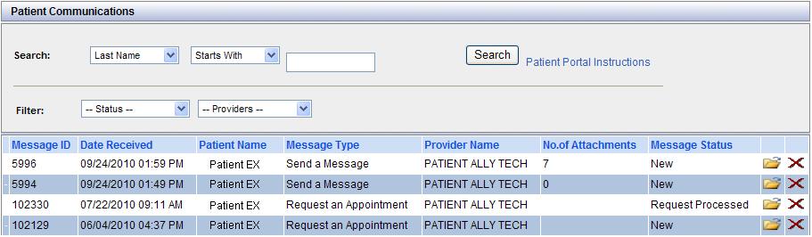 This is a required entry for the patient, to allow you to control which patients link to you. PATIENT COMMUNICATION The Patient Communications link is the most commonly used in the Patient Portal.