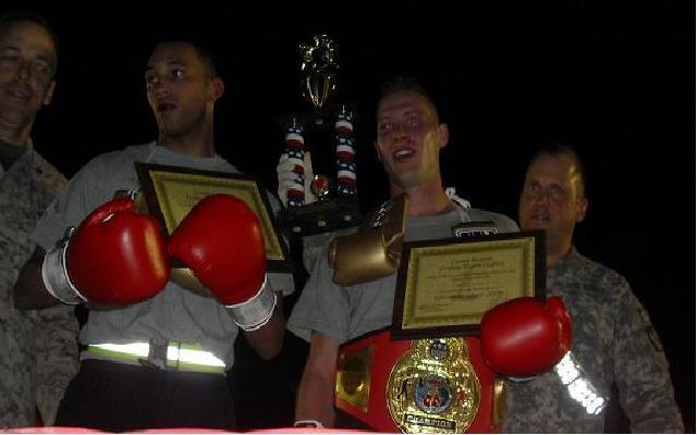 organize a Fight Night for Soldiers, Sailors, Airmen, and Marines. The participants train with a coach, pair off by weight class, and step into the ring in front for hundreds of cheering fans.