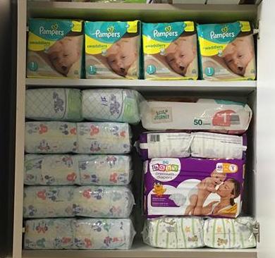 is what our diaper bank currently has in stock.