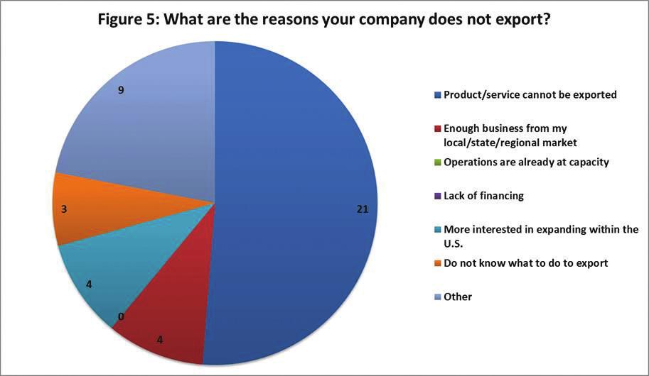 As Figure 5 shows, 21 firms (54%) answered that their product could not be exported.