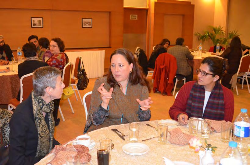 Photo left (from left): Judith Ravin, Cultural Attaché, US Embassy in Pakistan; Cabeiri Robinson, Professor, University of Washington, Seattle, and AIPS Secretar ; and Hina Lotia, Program Director,