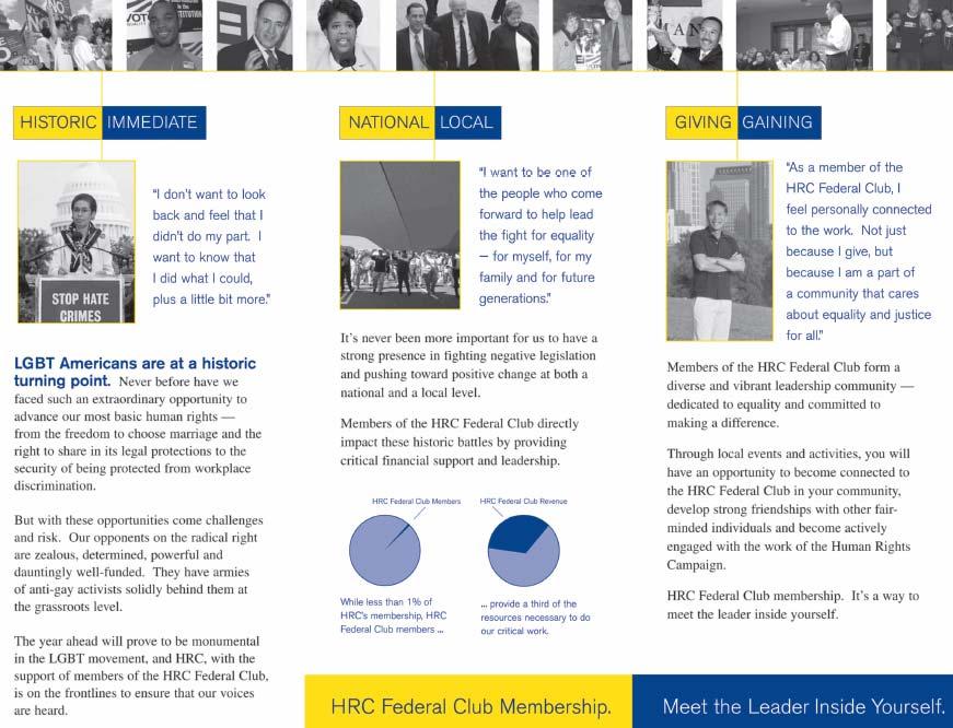 Brochure As a member of the HRC Federal Club, I feel personally connected to the work.