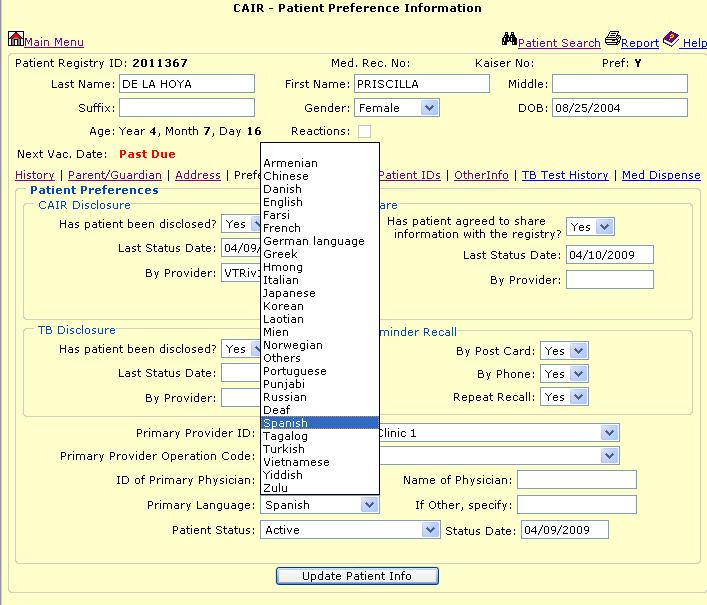 Entering additional information If the mother s name is not available If you were unable to input the mother s information on the Add New Patient screen, enter the father or guardian s information.
