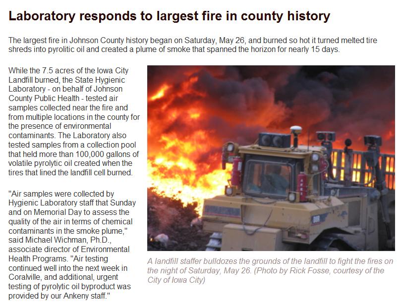 Iowa City Landfill Fire http://www.shl.