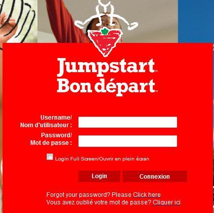 Log In Go to https://jumpstart.smartsimple.ca/files/407846/f105676/volunteer.html Click anywhere on the Returning User Login area to link to the Volunteer Login page.