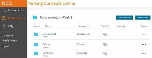 The item(s) selected now display in the Fundamentals Week 1 folder. Example B: Select and add only specific products/tools in a specific resource/concept 1. Click on the folder (e.g.