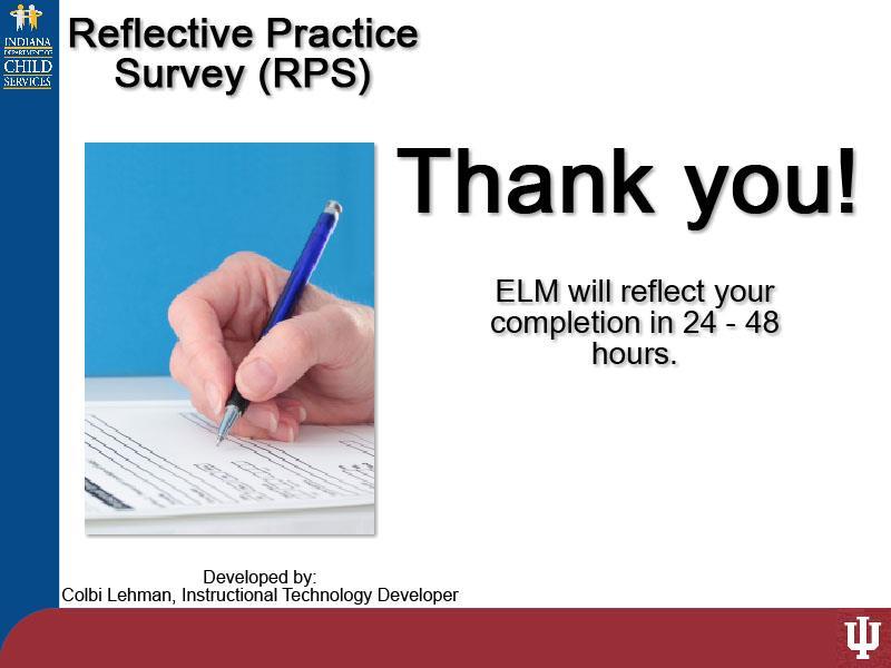 Slide 49 - Slide 49 Thank you for taking the Reflective Practice Survey