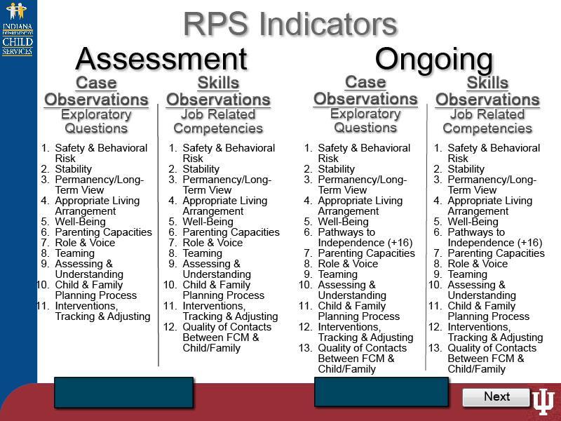 Slide 6 - Slide 6 For both the Assessment and On-going RPS, There are two categories to measure each of the practice indicators.