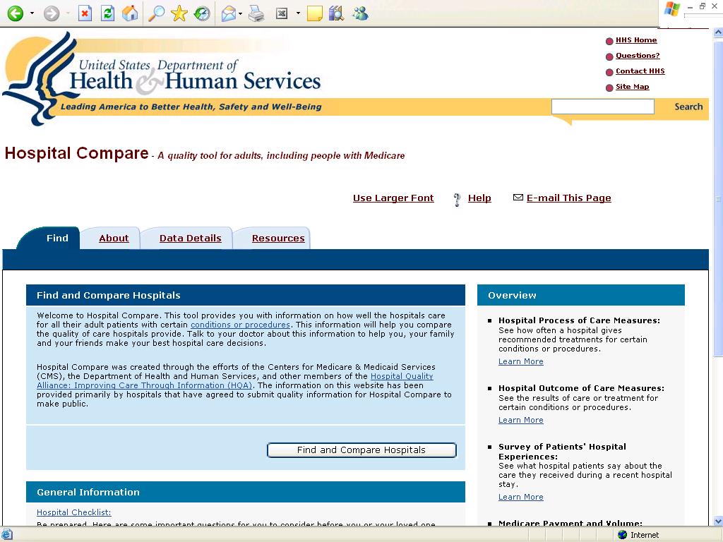 ABOUT THE RESULTS Where can I find my hospital s results? www.hospitalcompare.hhs.