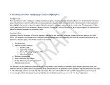 How to Monitor -Internal Auditing APHL Biosafety Checklist Covers risk assessment, safety practices, PPE, lab practices, training, auditing Others Public Health