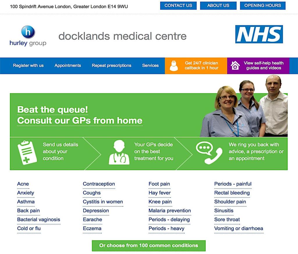 Patient visits your website Example banner can be linked to any GP website Booking appts, Repeats, Self-help and nurse call back