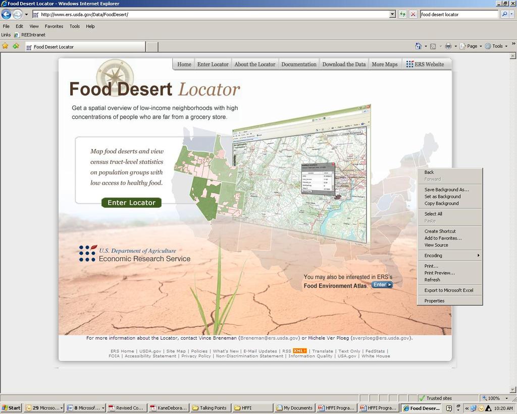 Food Desert Locator: www.