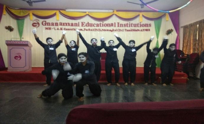 The students of the department of Chemistry participated in the miming show which was held at Gnanamani