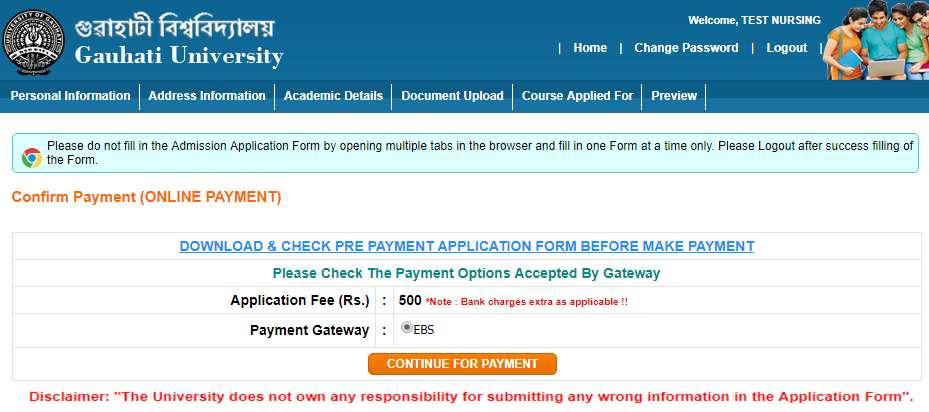 Step 9: Check the Fee on the bottom of the page. Step 10: Selecting the declaration, after that click on the Accept and Submit Details button to finally submit the Application Form.
