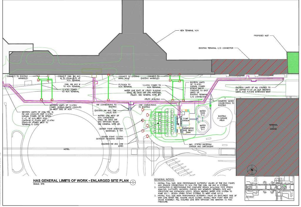 Enabling Utilities Landside Project Scope Overview Utility Building and Plant Site: Proposed on site west of TERM C Parking Garage, building will include a Water Pump Station, Power Receiving
