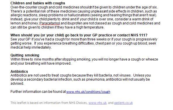 The Pharmacy First cough leaflets are available