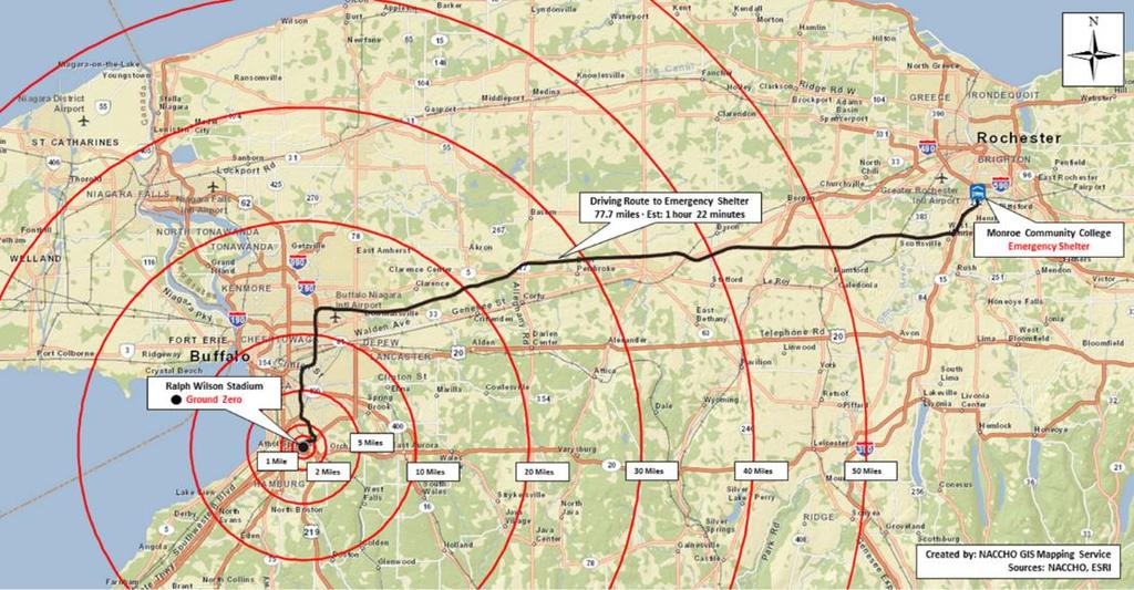 Monroe County, NY Scenario A radiological dispersal device is set off at a Buffalo