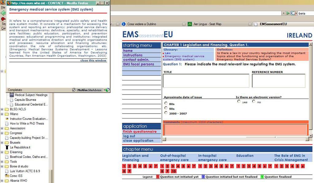Project Objective 1: Web based survey on EMS structures
